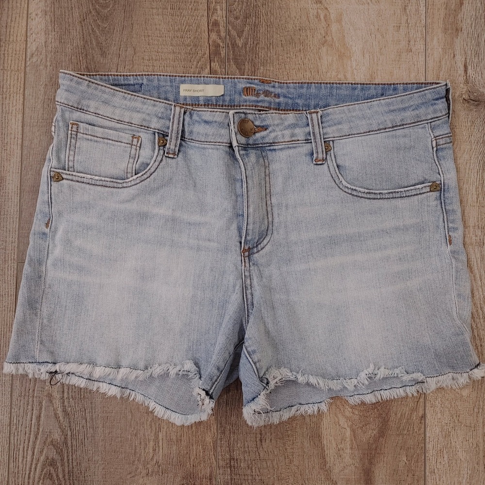 KUT from the Kloth Women Fray Short Light Wash Denim Cut Off Jean Shorts Size 10
